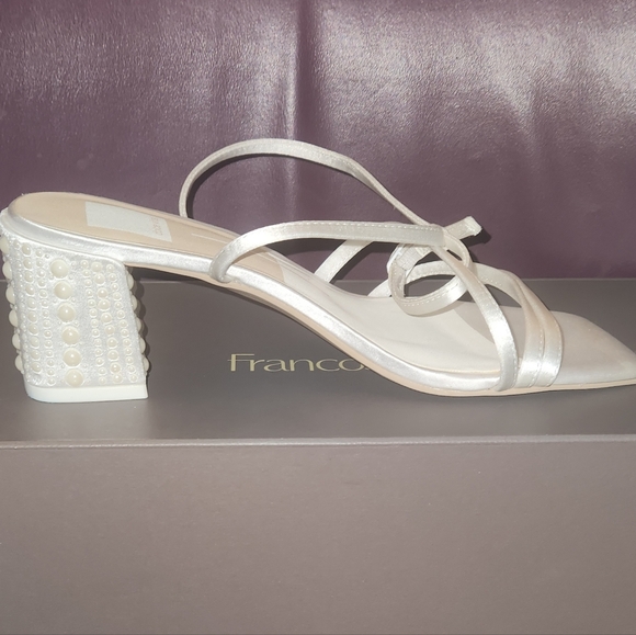 Dolce Vita Shoes - NWB Dolce Vita White Pearl‑Heel Satin Block Heels~ Size 7.5W | MSRP $140